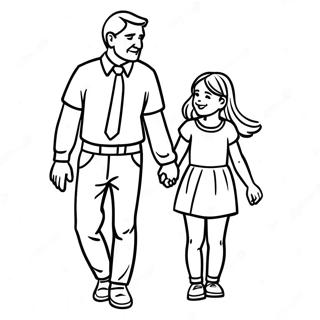 Daughter And Father Holding Hands Coloring Page 10016-8170