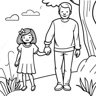 Daughter And Father Holding Hands Coloring Page 10016-8171