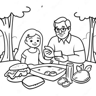 Cute Daughter And Dad Picnic Coloring Page 10017-8165