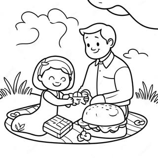 Cute Daughter And Dad Picnic Coloring Page 10017-8166