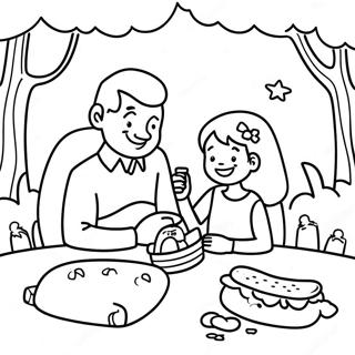 Cute Daughter And Dad Picnic Coloring Page 10017-8167