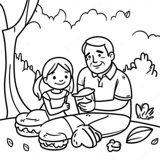 Cute Daughter And Dad Picnic Coloring Page 10017-8168