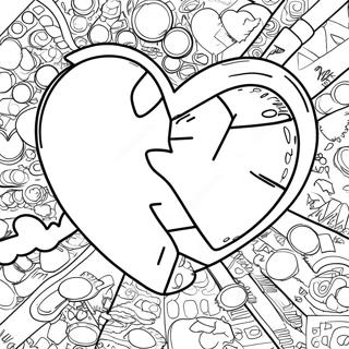 Broken Heart With Band Aid Coloring Page 10026-8180