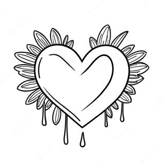 Sad Broken Heart With Tears Coloring Page 10027-8174