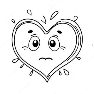 Sad Broken Heart With Tears Coloring Page 10027-8176