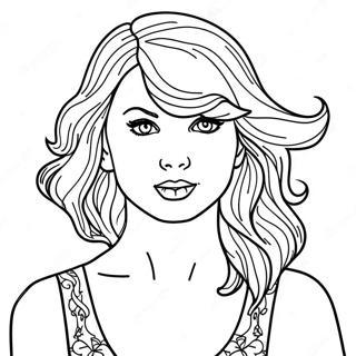 Taylor Swift In Colorful Outfit Coloring Page 1002-809