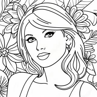 Taylor Swift In Colorful Outfit Coloring Page 1002-810