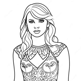 Taylor Swift In Colorful Outfit Coloring Page 1002-811