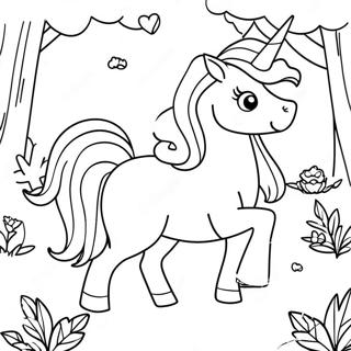 Playful Unicorn In A Magical Forest Coloring Page 10047-8198