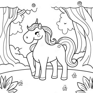 Playful Unicorn In A Magical Forest Coloring Page 10047-8199