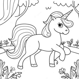 Playful Unicorn In A Magical Forest Coloring Page 10047-8200