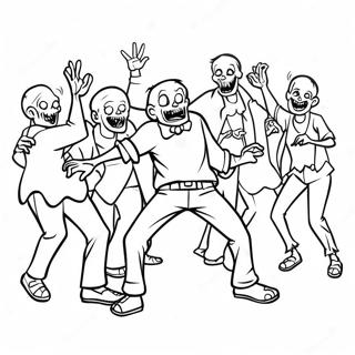 Creepy Zombie Dance Party Coloring Page 10097-8229