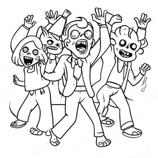 Creepy Zombie Dance Party Coloring Page 10097-8230