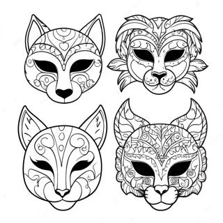 Colorful Animal Masks Coloring Page 10117-8249