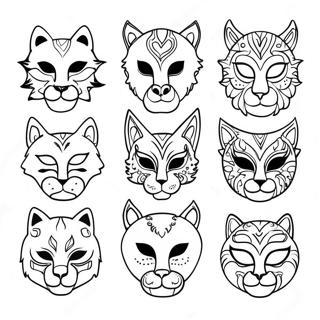 Colorful Animal Masks Coloring Page 10117-8250