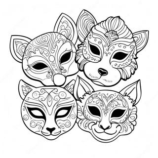 Colorful Animal Masks Coloring Page 10117-8252