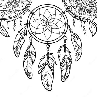 Colorful Dream Catcher With Feathers Coloring Page 1012-807