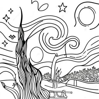 Van Gogh Starry Night Coloring Page 10186-8304