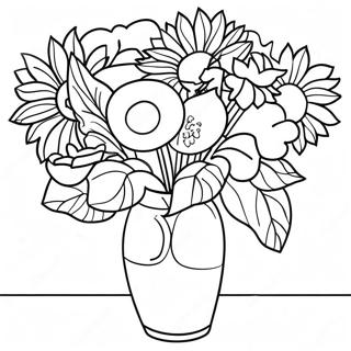 Van Gogh Sunflowers Coloring Page 10187-8308