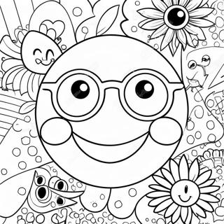 Happy Smiley Face With Sunglasses Coloring Page 1022-817