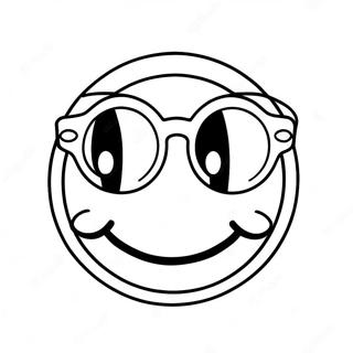 Happy Smiley Face With Sunglasses Coloring Page 1022-819