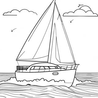 Yacht On The Ocean Coloring Page 10267-8366