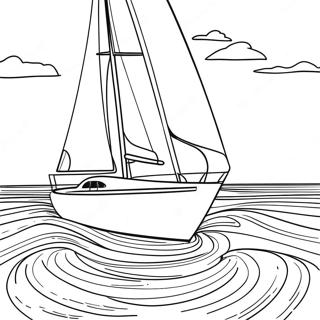 Yacht On The Ocean Coloring Page 10267-8367