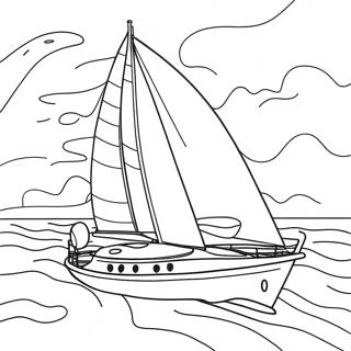 Yacht On The Ocean Coloring Page 10267-8368