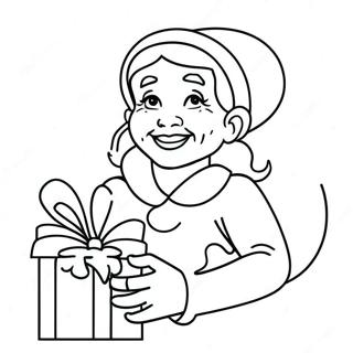 Cheerful Mrs Claus With Gifts Coloring Page 10337-8426