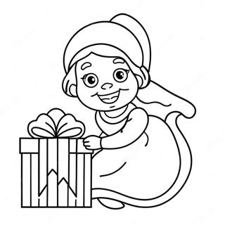 Cheerful Mrs Claus With Gifts Coloring Page 10337-8427