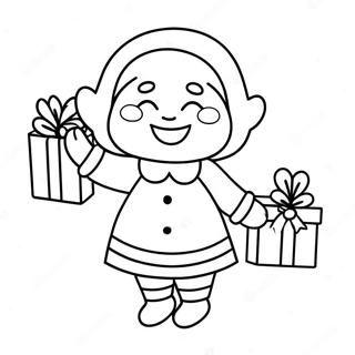 Cheerful Mrs Claus With Gifts Coloring Page 10337-8428