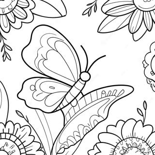 Flower Butterfly Coloring Page 10346-8432