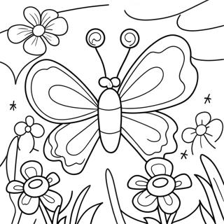 Colorful Butterfly Among Flowers Coloring Page 10347-8436