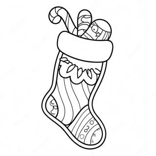 Colorful Christmas Stocking With Candy Canes Coloring Page 10437-8505