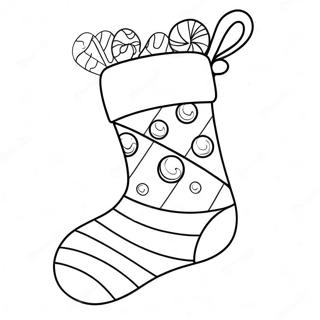 Colorful Christmas Stocking With Candy Canes Coloring Page 10437-8506