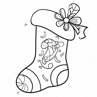 Colorful Christmas Stocking With Candy Canes Coloring Page 10437-8508