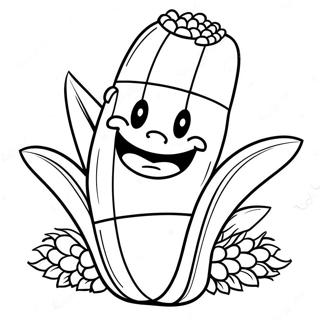 Happy Corn Character Coloring Page 10487-8544