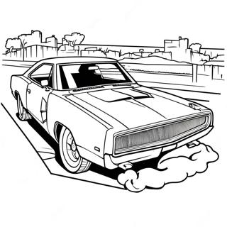 Dodge Charger Classic Muscle Car Coloring Page 1051-843