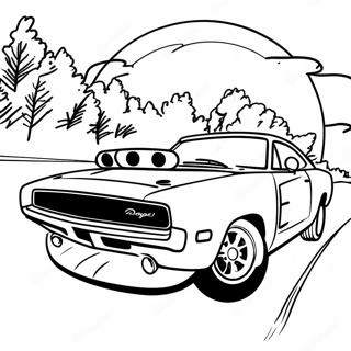 Dodge Charger Racing Action Coloring Page 1052-838