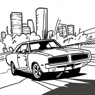 Dodge Charger Racing Action Coloring Page 1052-840