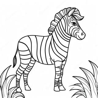 Zebra With Colorful Stripes Coloring Page 10547-8593