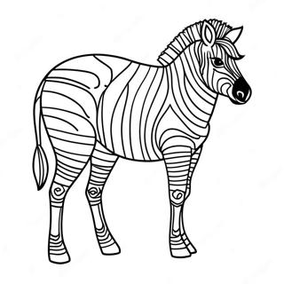 Zebra With Colorful Stripes Coloring Page 10547-8595