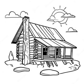 Rustic Log Cabin Coloring Page 10577-8613