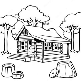 Rustic Log Cabin Coloring Page 10577-8614