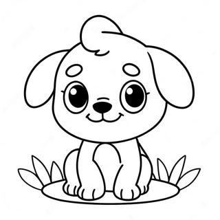 Cute Kawaii Puppy With Big Eyes Coloring Page 10637-8661