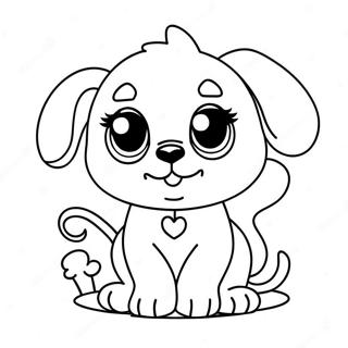 Cute Kawaii Puppy With Big Eyes Coloring Page 10637-8662