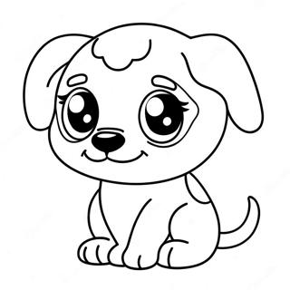 Cute Kawaii Puppy With Big Eyes Coloring Page 10637-8663