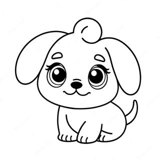 Cute Kawaii Puppy With Big Eyes Coloring Page 10637-8664