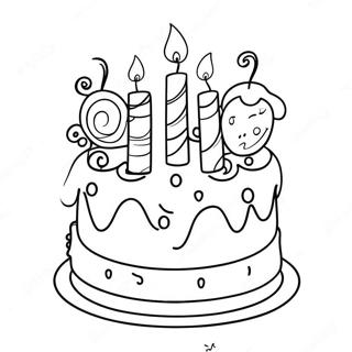 Happy Birthday Cake Coloring Page 10666-8682