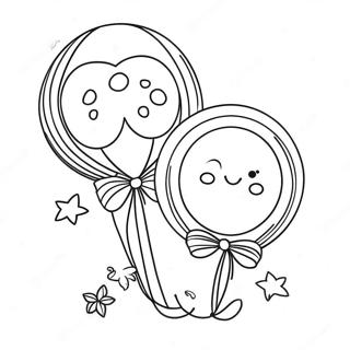 Elegant Happy Birthday Balloon Coloring Page 10667-8691